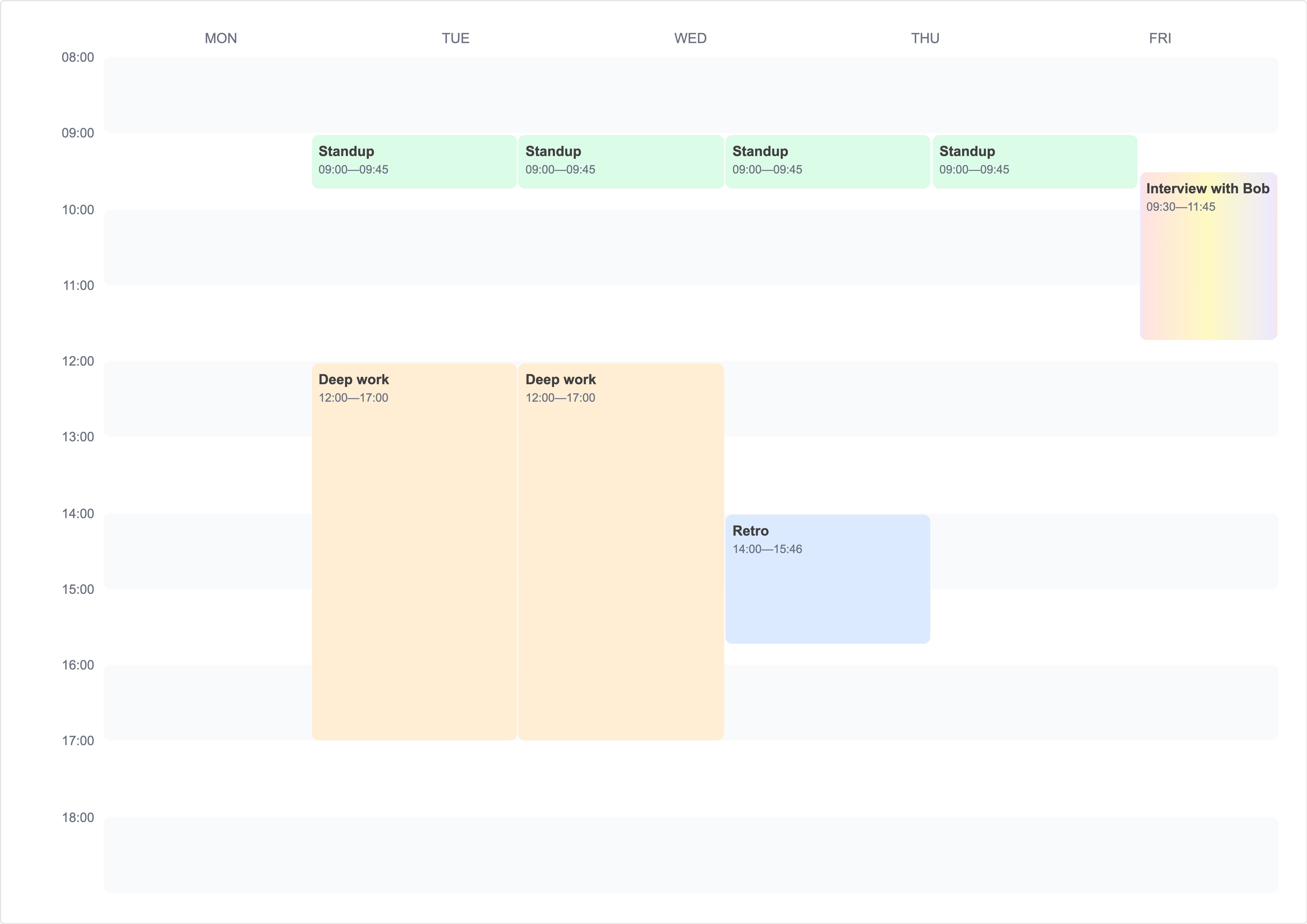 Work schedule example